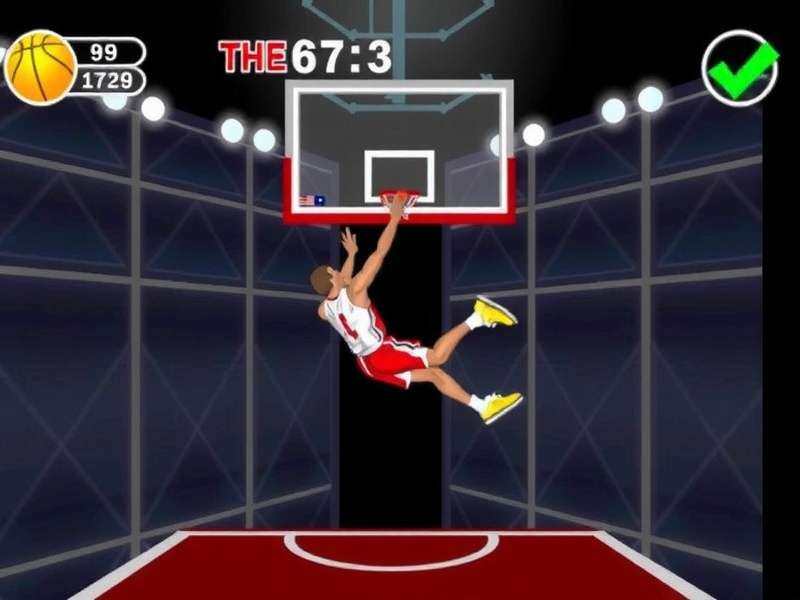 Dunk Showdown gameplay screenshot showing a player performing a dunk